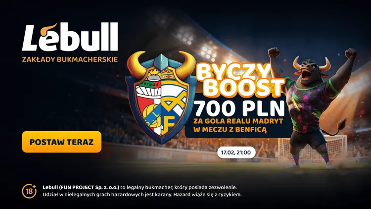 Benfica - Real Madryt: 700 PLN bonusu za gola Realu!