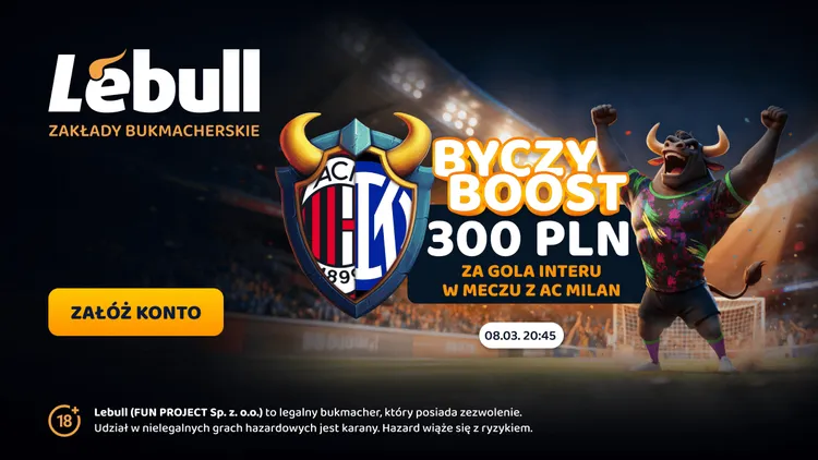 Lebull: 300 PLN za gola w meczu AC Milan - Inter Mediolan
