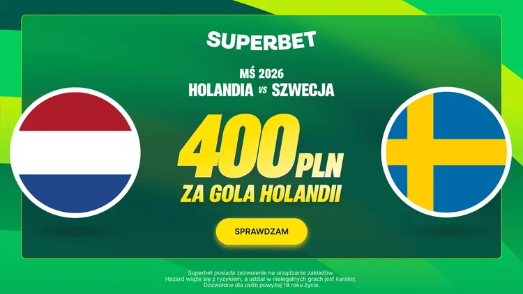 Superbet: 400 PLN za gola Holandii w meczu ze Szwecją