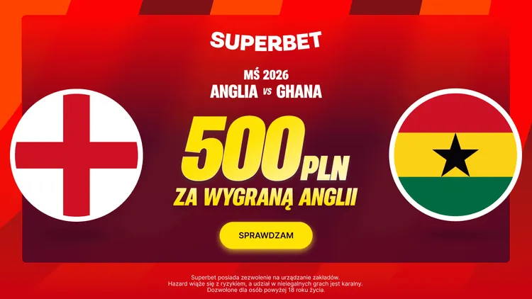 Superbet: 500 PLN za wygraną Anglii w meczu z Ghaną