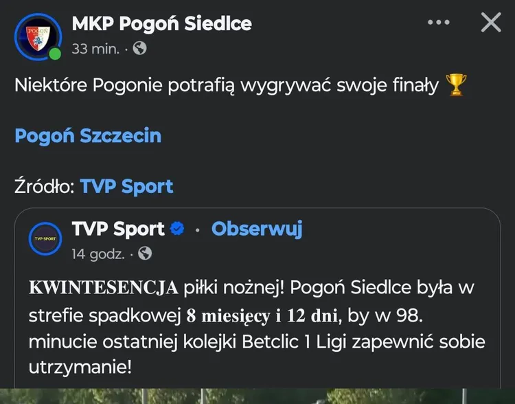 Szpilka ze strony Pogoni Siedlce!