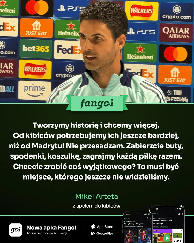 Mikel Arteta z apelem do kibiców Arsenalu!