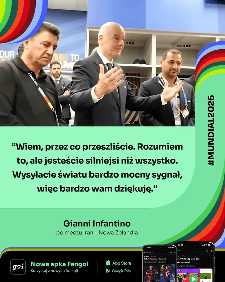Infantino przemówił do piłkarzy Iranu po meczu.