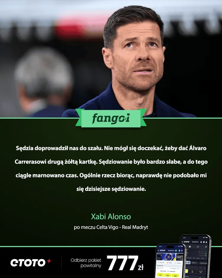Xabi Alonso wściekły na arbitra po meczu z Celtą Vigo