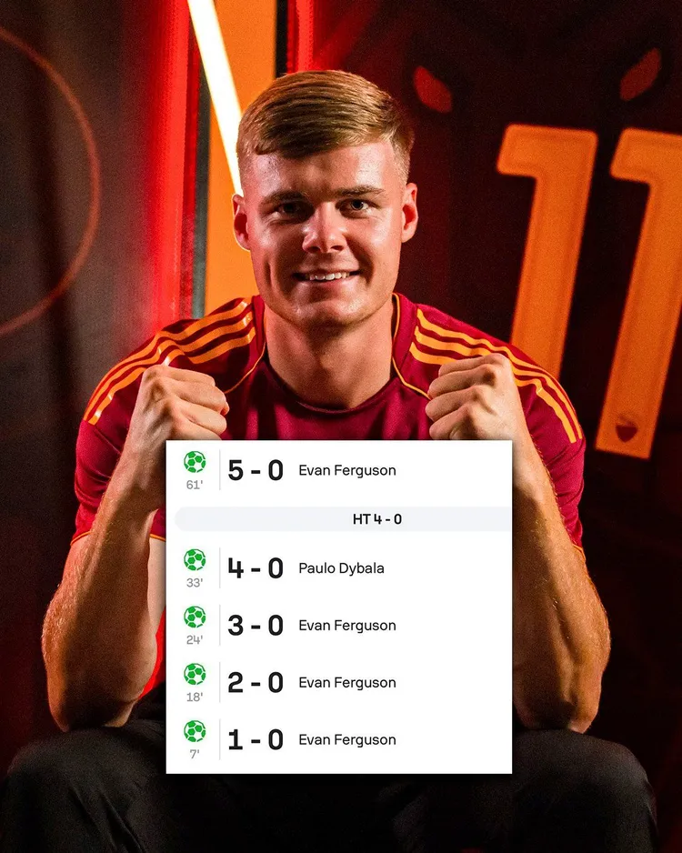 Evan Ferguson z 4 bramkami w debiucie!