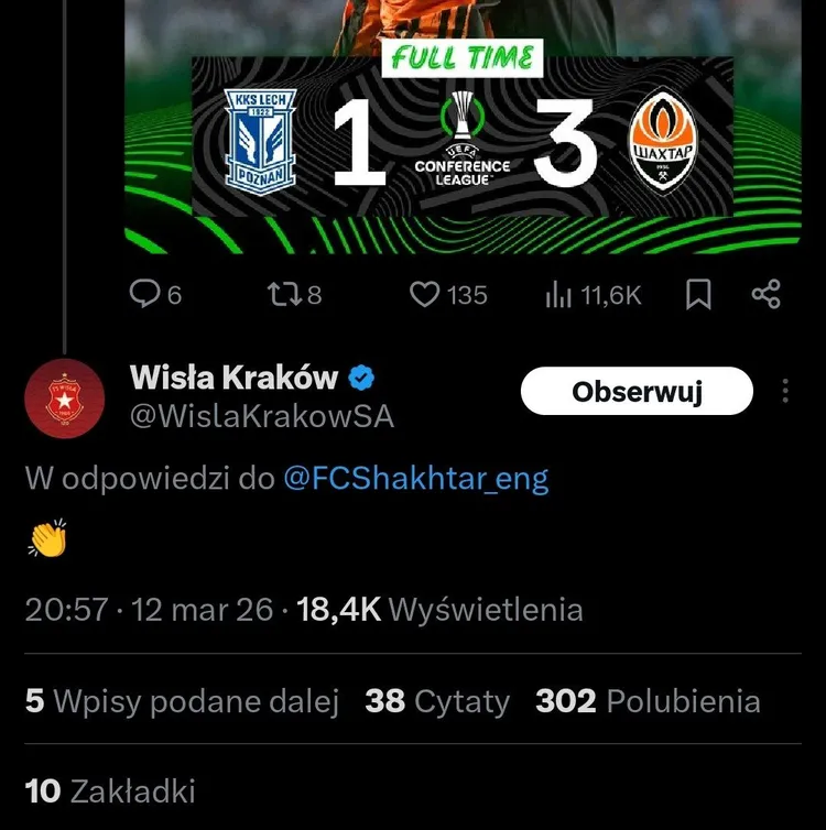 Taki komentarz pojawił się pod postem Szachtara z wczorajszym wynikiem