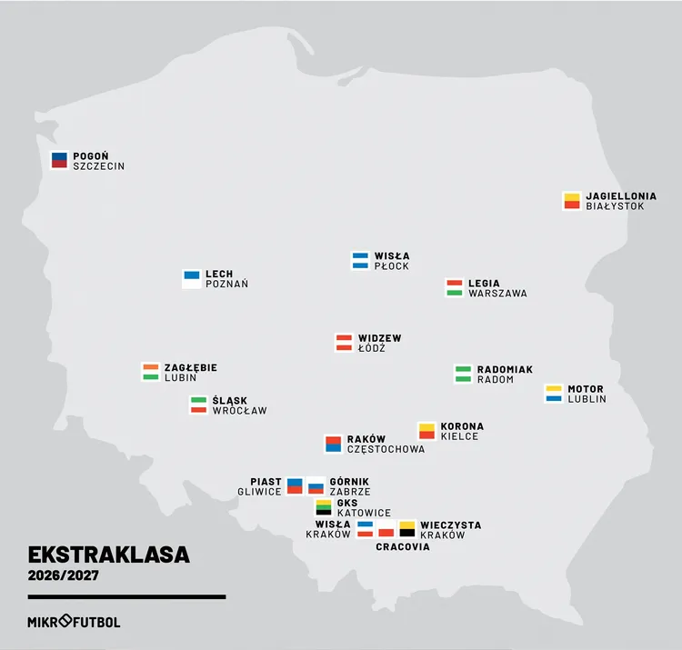 Mapa Ekstraklasy po awansie Wieczystej 😱