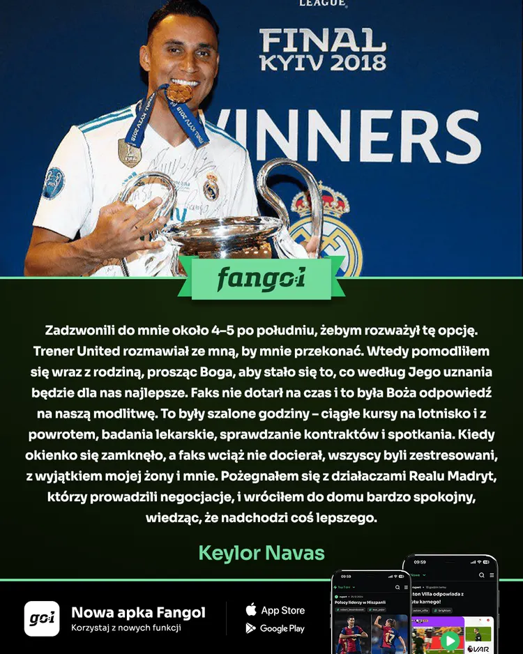 Keylor Navas wspomina słynny faks, który zablokował transfer De Gei do Realu Madryt