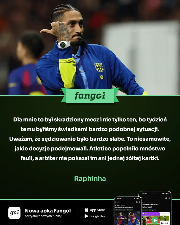 Raphinha grzmi po rewanżu z Atletico! "Skradziony mecz"