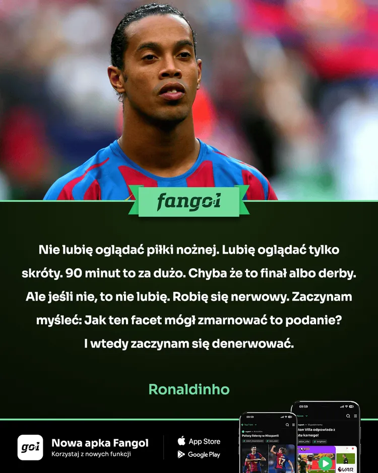 Ronaldinho przyznał, że nie lubi oglądać piłki nożnej