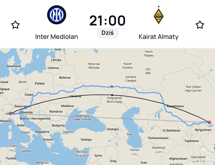 Kairat Ałmaty czeka "krótki" wyjazd do Mediolanu XD
