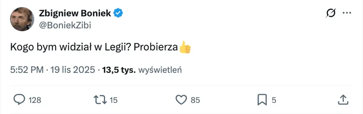 Zbigniew Boniek ma swojego faworyta do roli trenera Legii Warszawa xD
