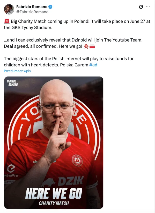 Takiego newsa od Fabrizio Romano jeszcze nie widzieliście xD