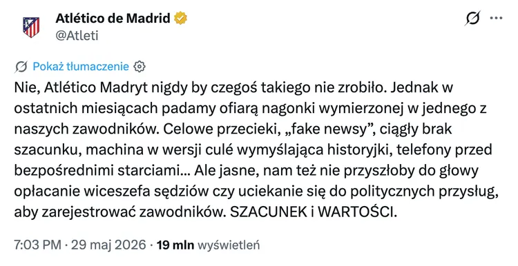Atletico dalej atakuje FC Barcelonę! Ten wpis wszystko wyjaśnia