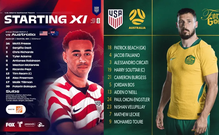 USA traci lidera przez uraz❗️Wyjściowe XI-stki na mecz 🇺🇸 USA - Australia 🇦🇺