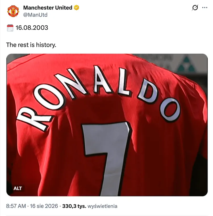 "Reszta jest historią" Taki wpis opublikował dziś Manchester United 