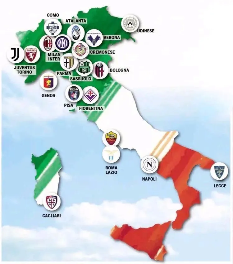 Mapa klubów Serie w sezonie 2025/2026!