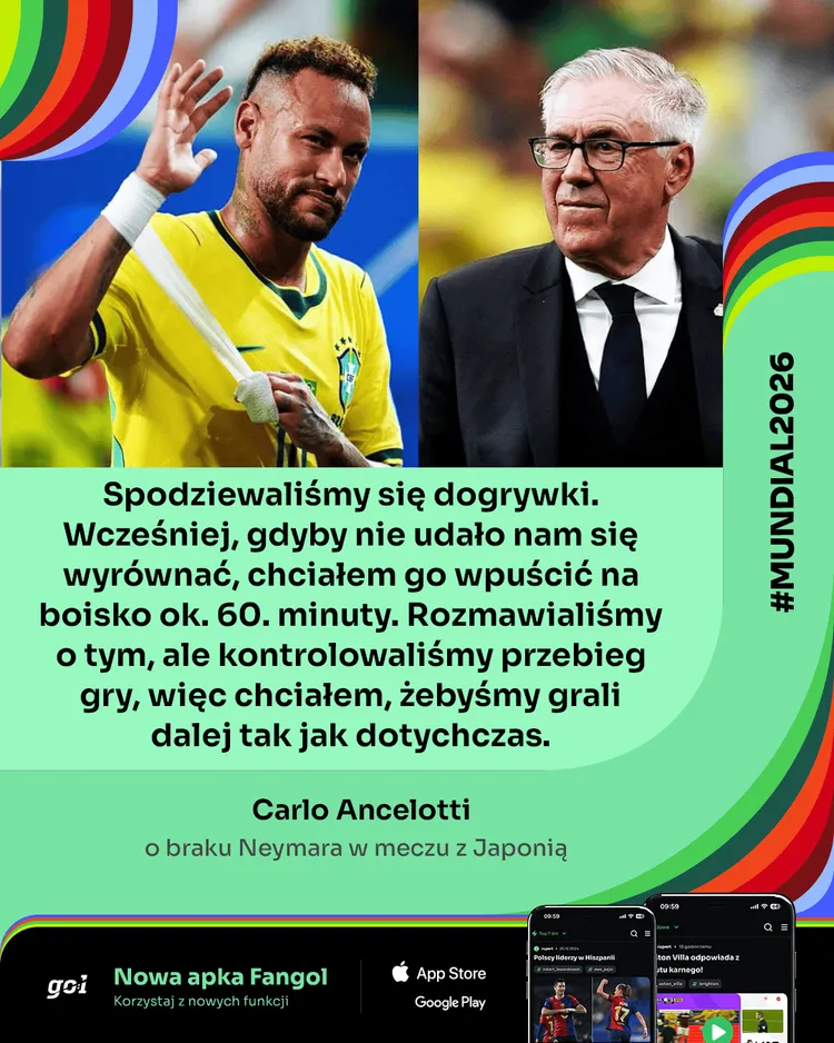 Ancelotti tłumaczy się z niewpuszczenia Neymara w meczu z Japonią!