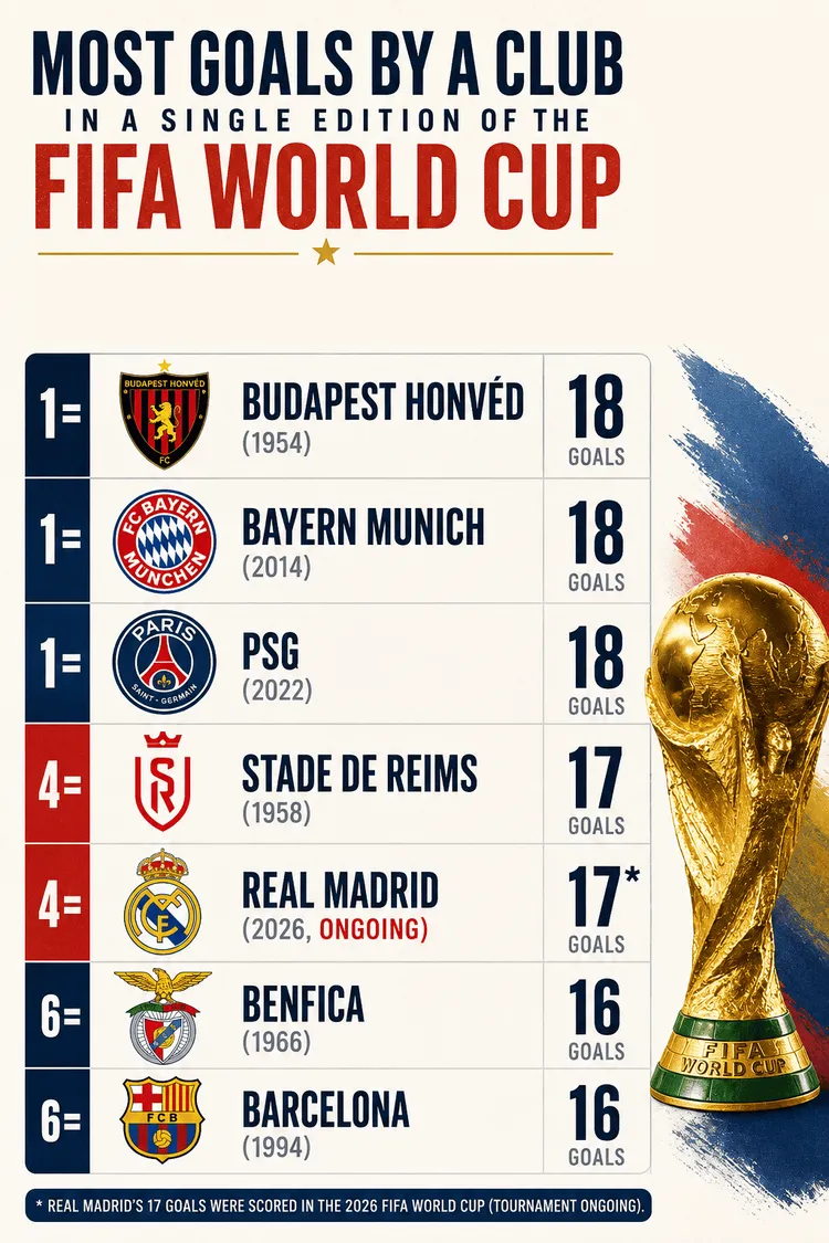 Kluby, których piłkarze strzelili NAJWIĘCEJ goli na jednych MŚ! ⚽️