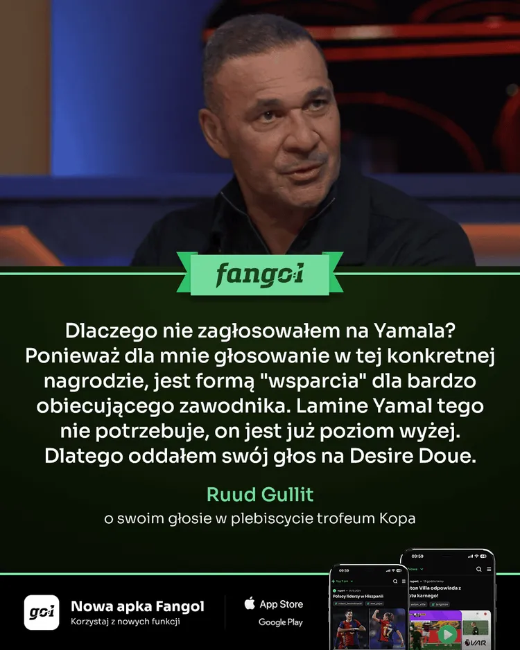 Ruud Gullit tłumaczy brak głosu dla Yamala!