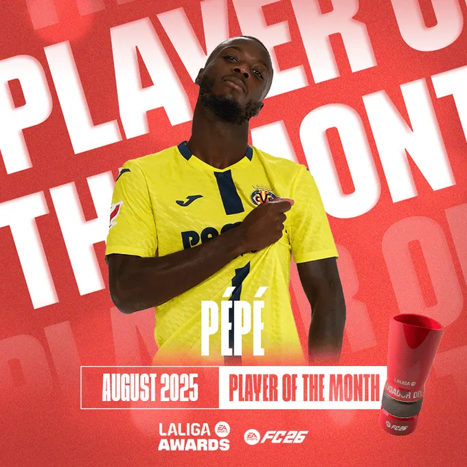 Nicolas Pepe piłkarzem sierpnia w La Lidze!