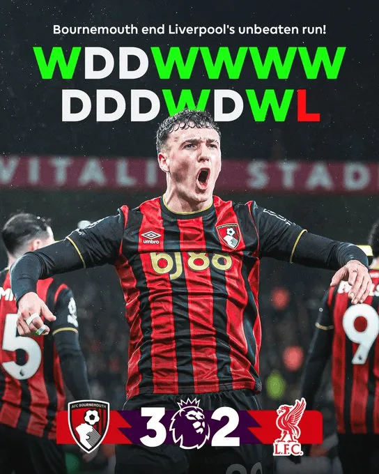 Bournemouth przerywa genialną serię Liverpoolu!