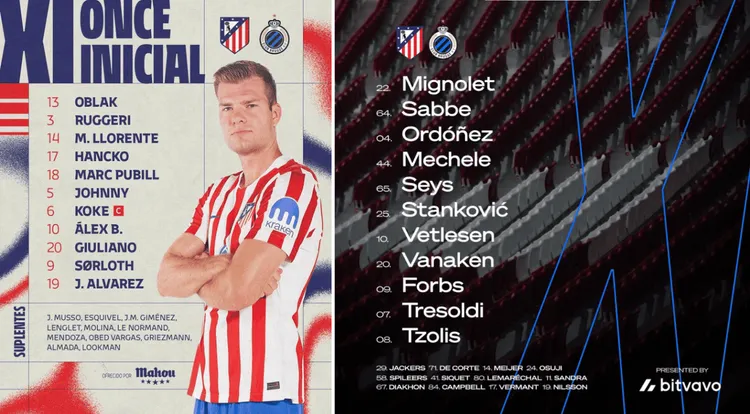 Wyjściowe składy na mecz Atletico Madryt - Club Brugge!