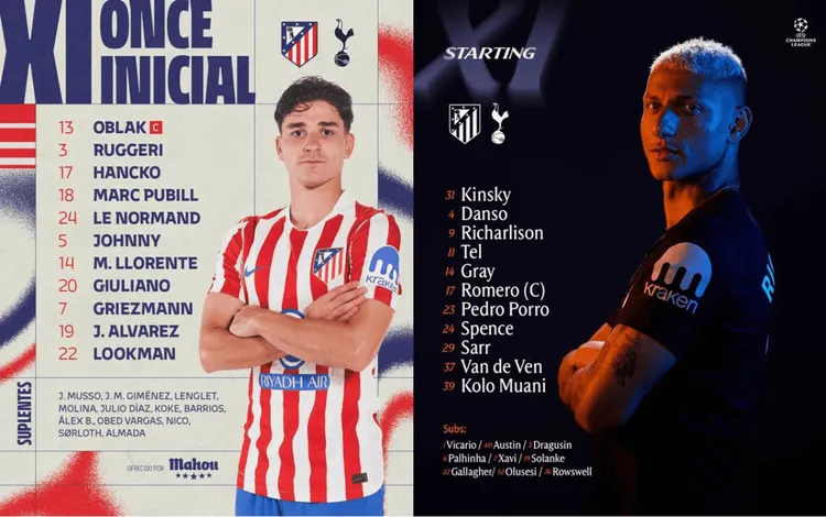 Wyjściowe składy na Atletico - Tottenham!