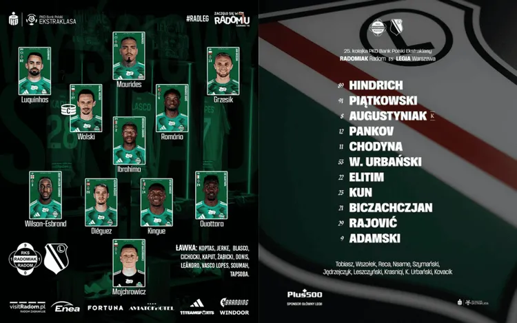 Składy na mecz Radomiak - Legia!