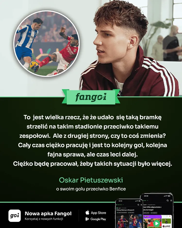 Oskar Pietuszewski o swoim fenomenalnym golu przeciwko Benfice!