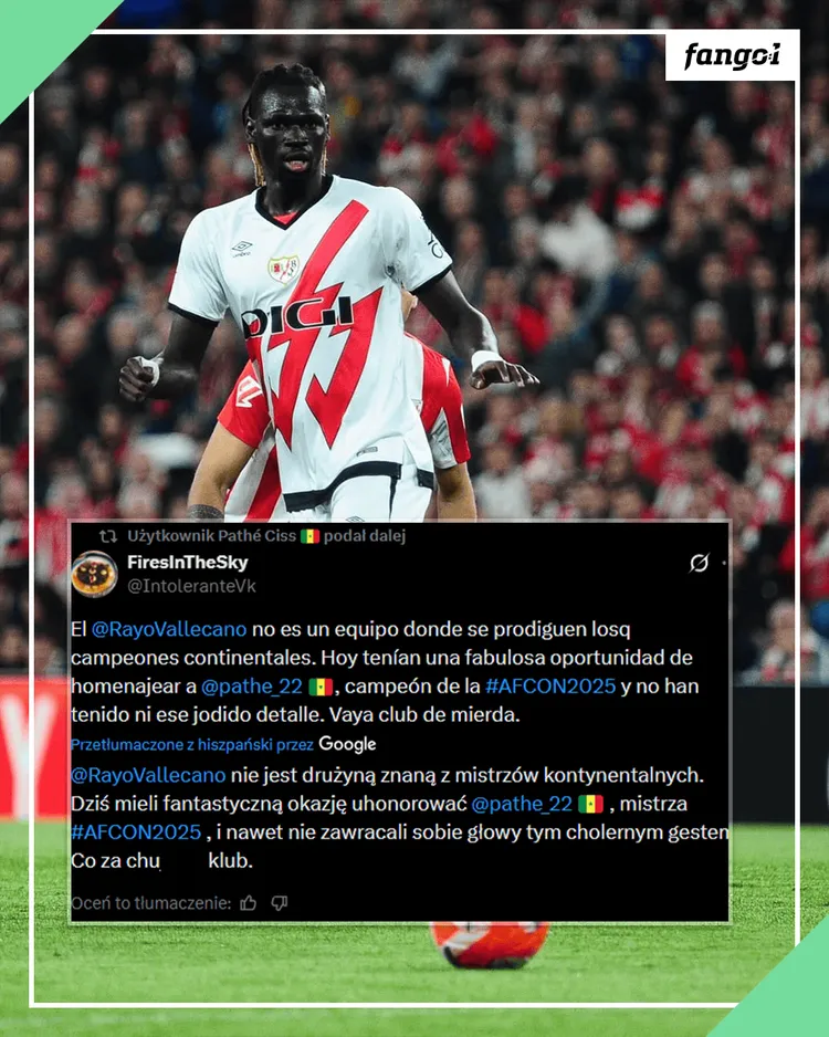 Pathé Ciss udostępnił krytyczny wpis o Rayo Vallecano