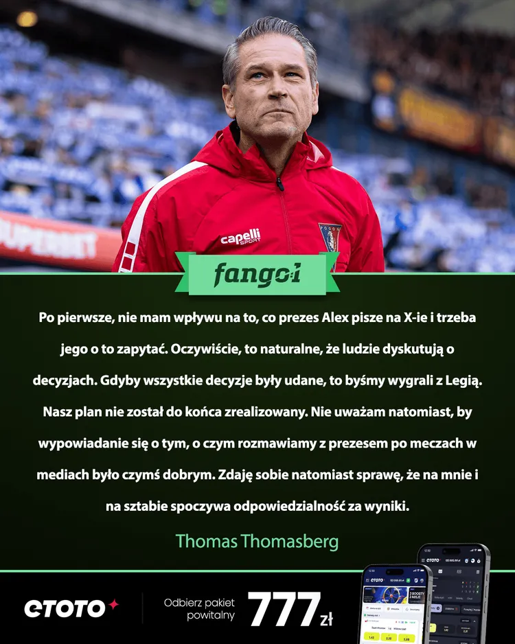 Thomas Thomasberg odpowiada właścicielowi Pogoni